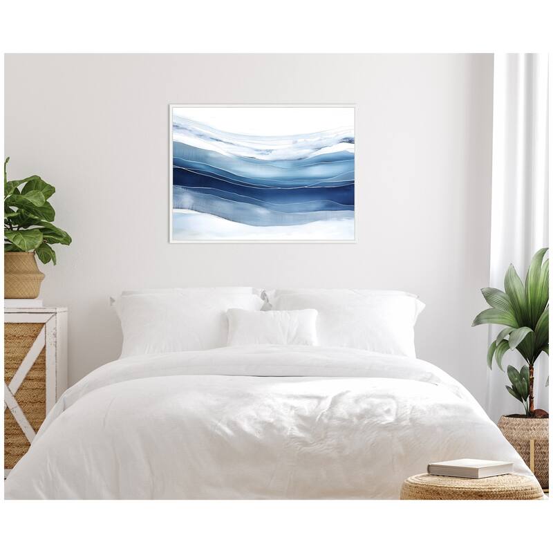 Kate and Laurel Abstract Linear Blues by The Creative Bunch Studio Framed Canvas Wall Art Print
