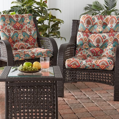 Greendale Home Fashions Multicolor Outdoor High Back Chair Cushion (Set of 2)