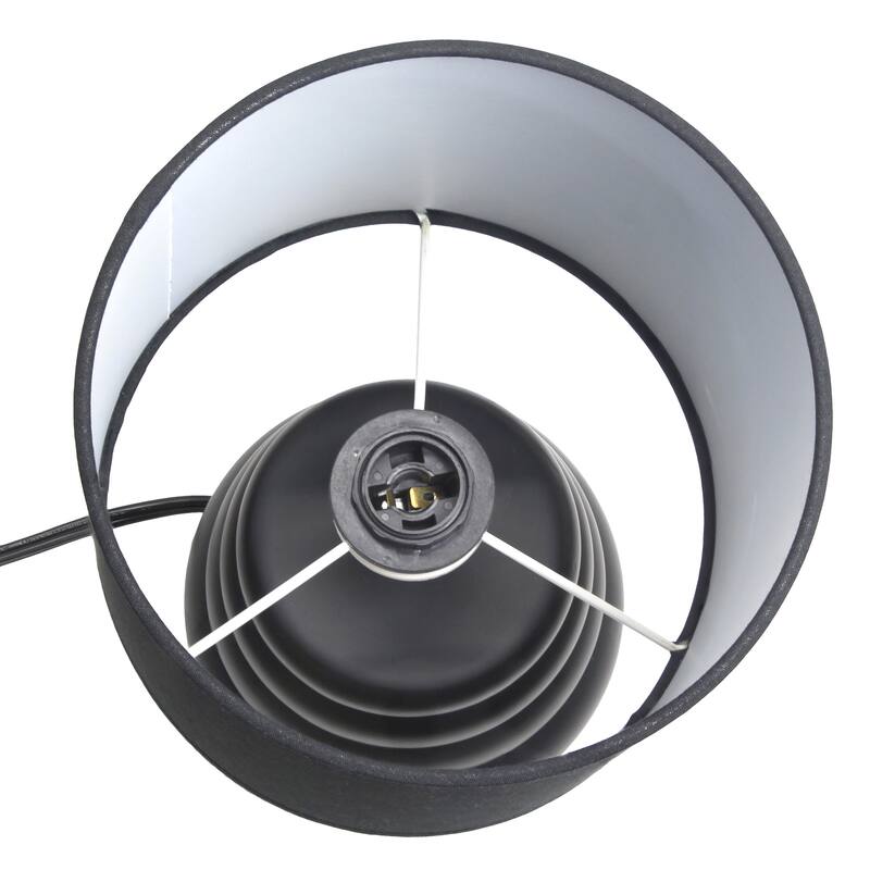 Ribbed Ceramic Table Lamp with Drum Shade - 12.75" - Black