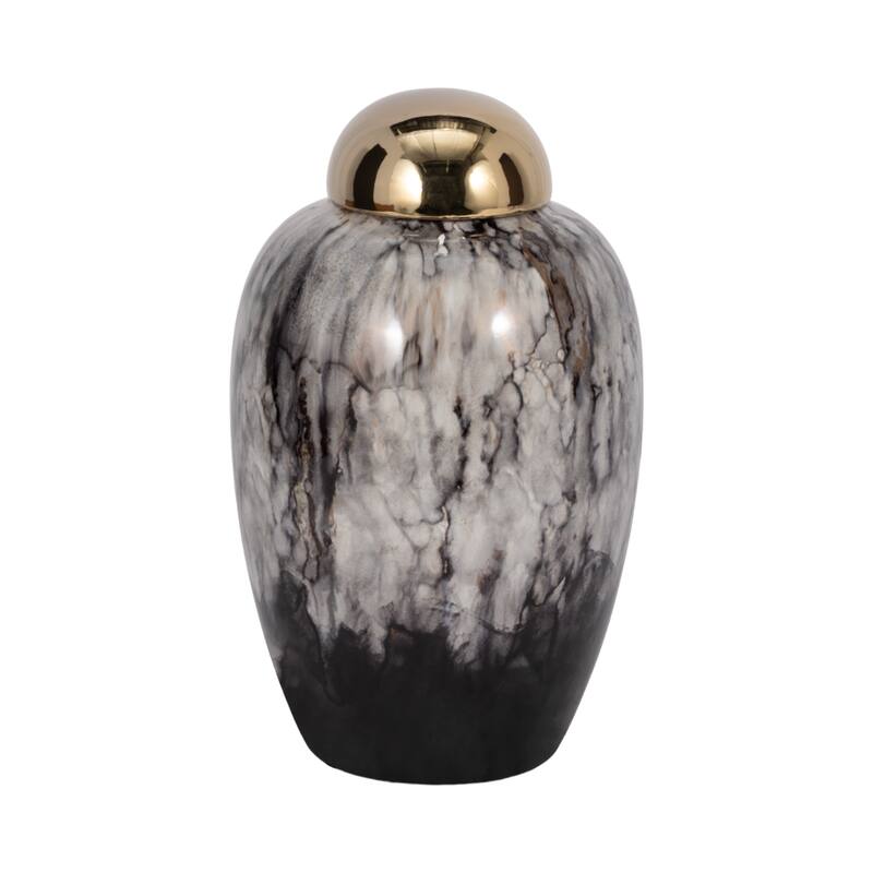 Sagebrook Home Neutral Ceramic Jar Stoneware Vase with Lid