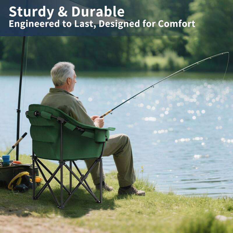 Oversized Padded Camping Chair with Armrests, Outdoor Sports, Camping