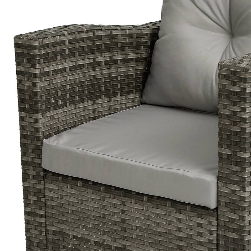 Outdoor Rattan Conversation Swivel Chair Set of 3 with Table