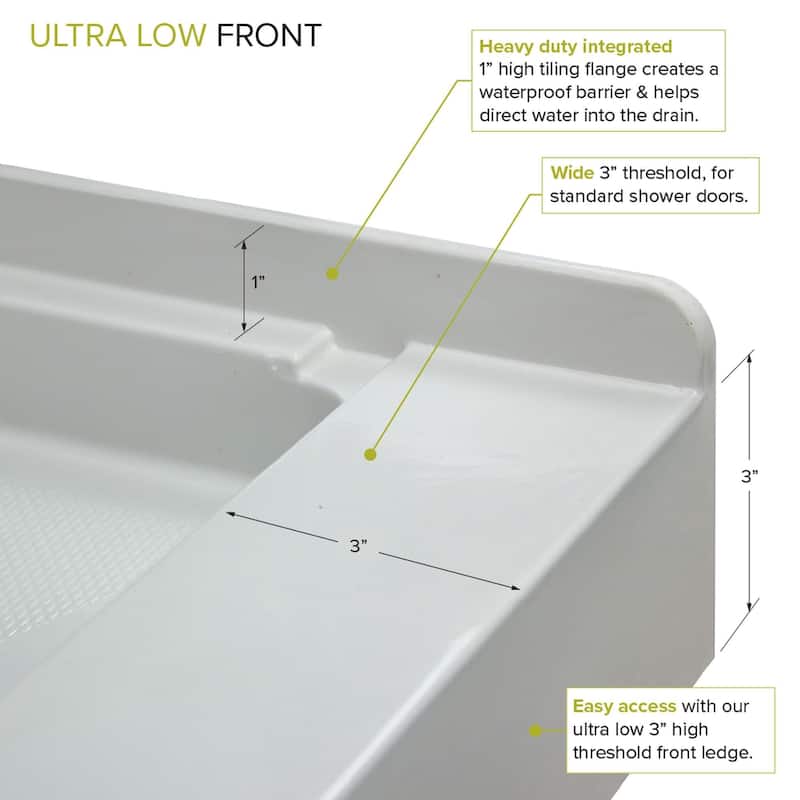 Transolid FL4836C-31 Linear 48-in L x 36-in W Single Threshold Shower Base with a Center Drain - 48-in L x 36-in W