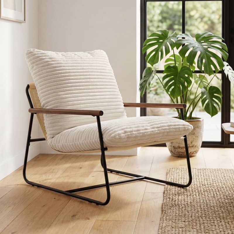 COSIEST 29.5" Metal Frame Armchair with Sponge Cushion