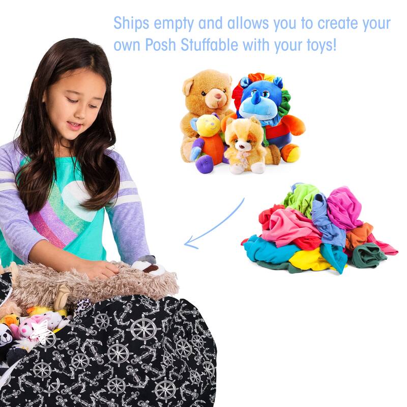 Kids Bean Bag Chair Cover Stuffed Animal Storage or Toy Organizer