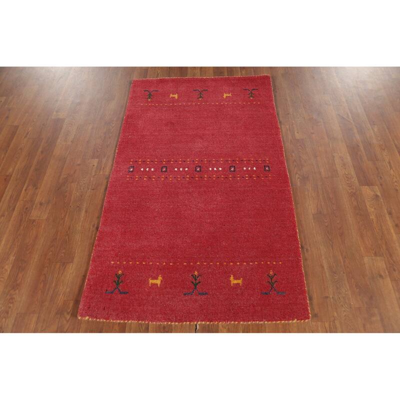 Pink Gabbeh Indian Foyer Rug Handmade Wool Carpet - 2'9"x 4'7"