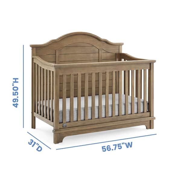 dimension image slide 2 of 3, Asher 6-in-1 Convertible Crib with Toddler Rail