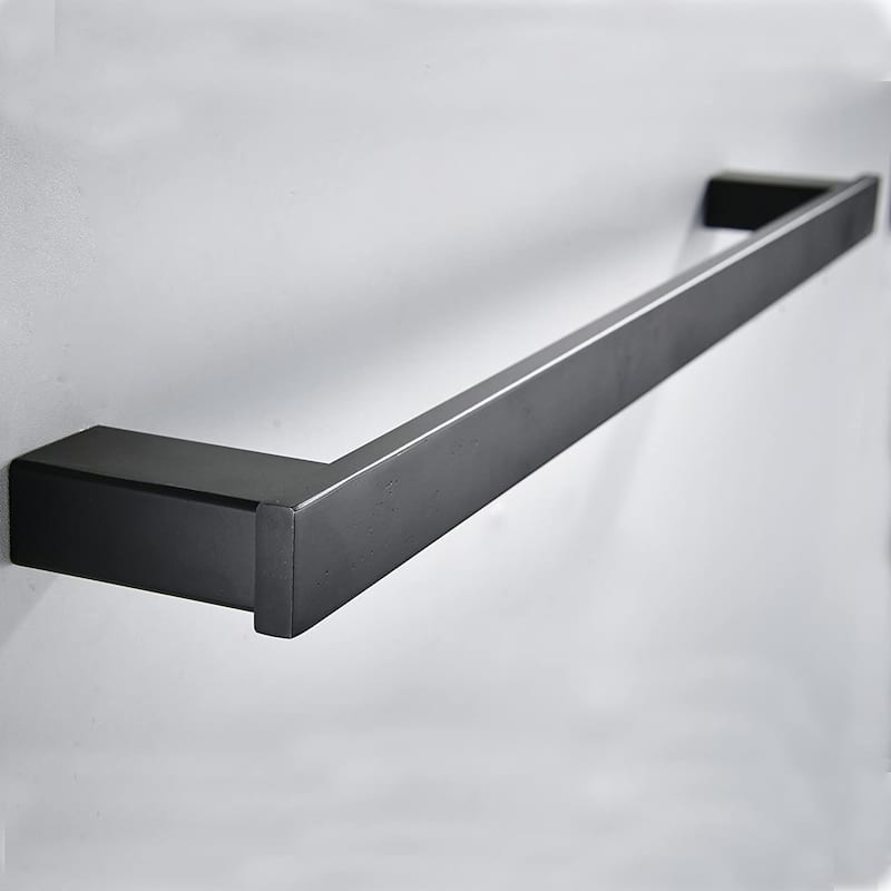 4-Piece Matte Black Bathroom Hardware Set with Toilet Paper Holder and 25.6" Towel Bar in Black