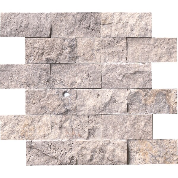 MSI SMOT-TRA-2X4SF Silver Travertine - 2" x 4" Brick Joint Mosaic Tile - Honed Travertine Visual - Sold by Carton (5 SF/Carton)