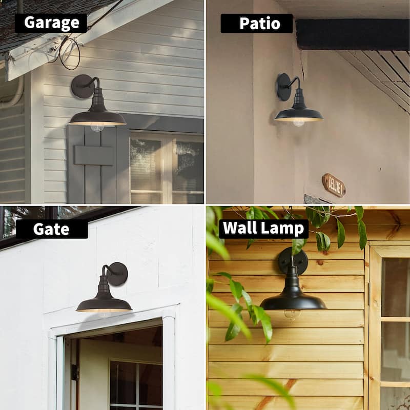 2PK-1-Light Outdoor Wall Sconces Gooseneck Light Fixture - 11.02"x12.76"x10.17"