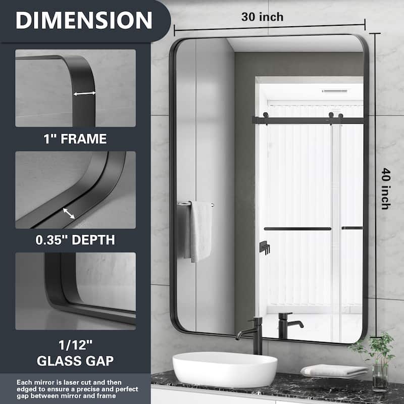 Modern Rounded Rectangle Wall Mirror with Stainless Steel Frame for Bathroom Vanity(1 Piece)