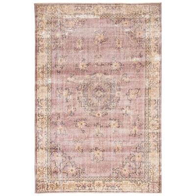 ECARPETGALLERY Hand-knotted Melis Vintage Light Magenta Wool Rug - 6'11 x 10'7