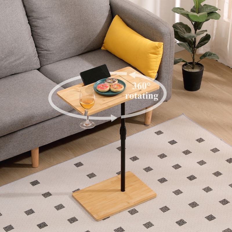 Bamboo Couch Tray Table Height Adjustable