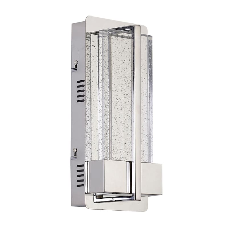 LED Wall Sconce in Chrome Finish with Clear Bubble Glass Shade, Integrated Bulb for Hallway or Living Room - 12