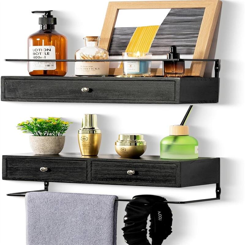 Floating Shelves for Wall Storage - 5.9"D x 16.2"W x 5.9"H - Black