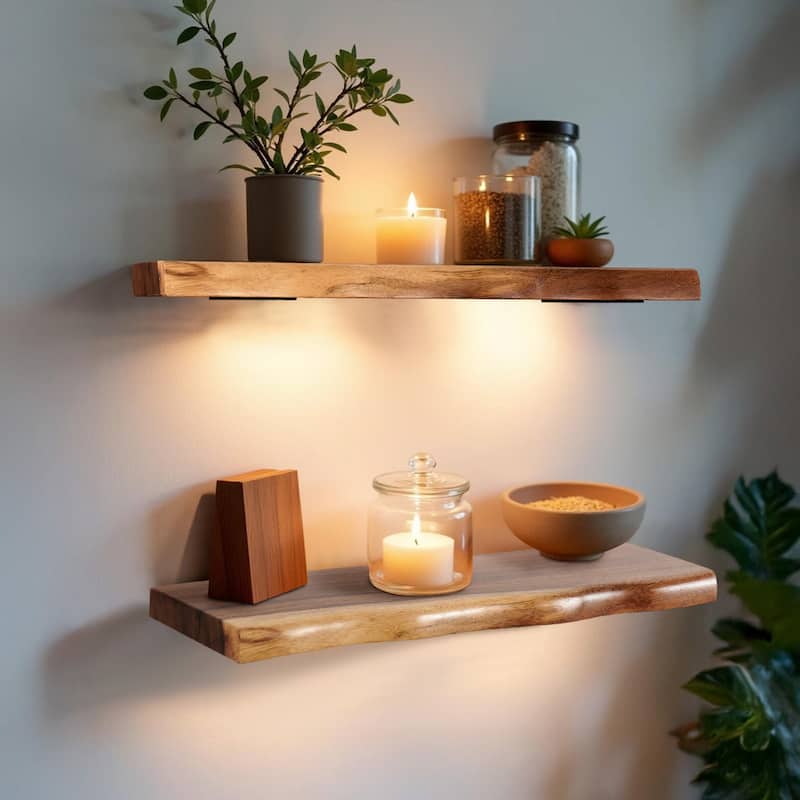 Acacia Wood Shelf with Live Edge