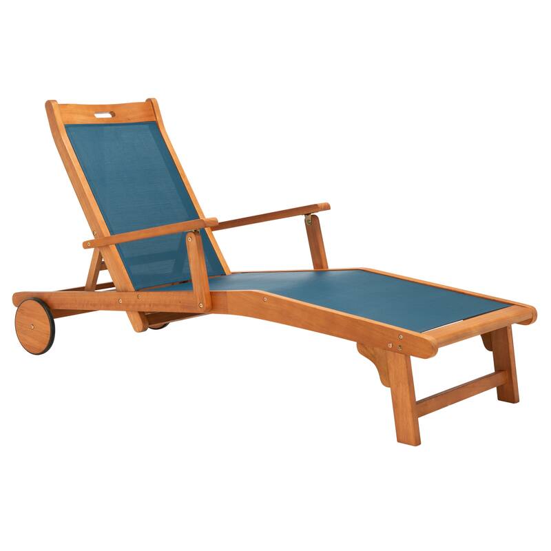 SAFAVIEH Outdoor Linie Sunlounger with Wheels - 25Wx36Dx71H