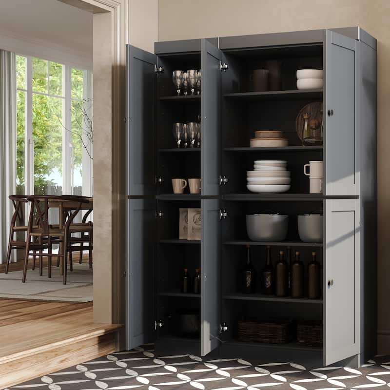 Palace Imports 100% Solid Wood 48.5" Pantry Cabinet with Shaker Doors and Adjustable Shelves