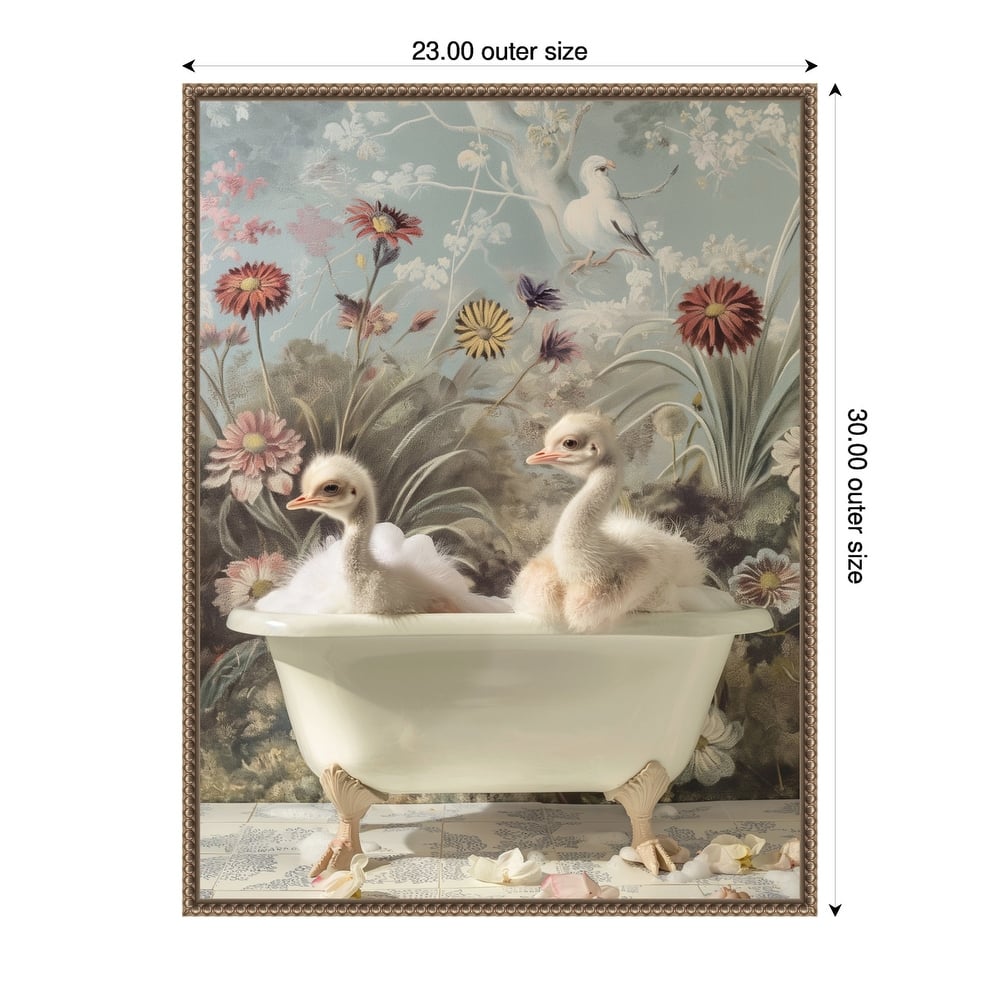 Ostrich Bubble Bliss by Niky Rahner Framed Canvas Wall Art