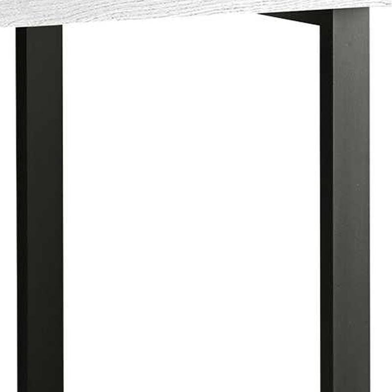 Grey Wood Computer Desk with Drawers and Black Metal Pedestal Base