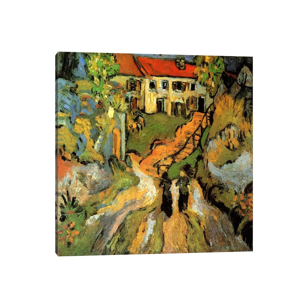 iCanvas "Village Street & Steps in Auvers With Two Figures" by Vincent van Gogh Canvas Print