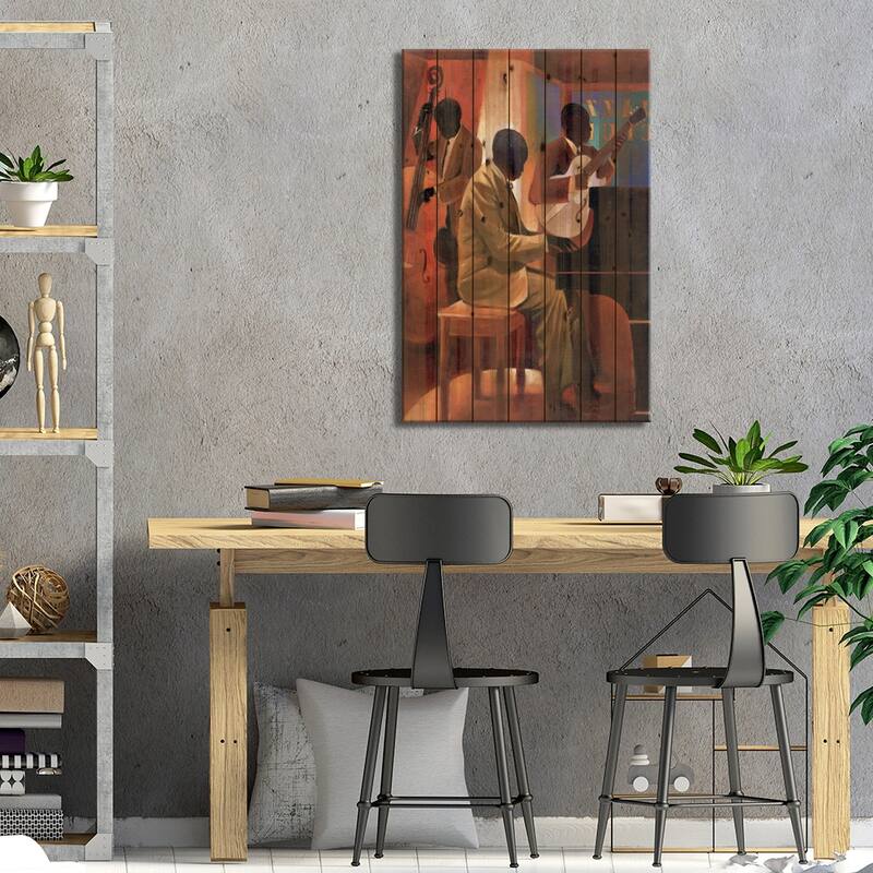 Piano Man Print On Wood by Keith Mallett - Multi-Color