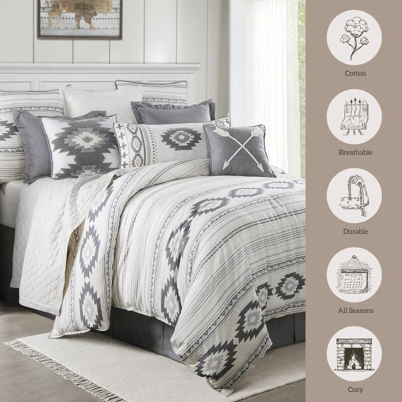 Paseo Road Free Spirit Southwestern Bedding Aztec 4 Piece Comforter Set with Bed Skirt and Shams