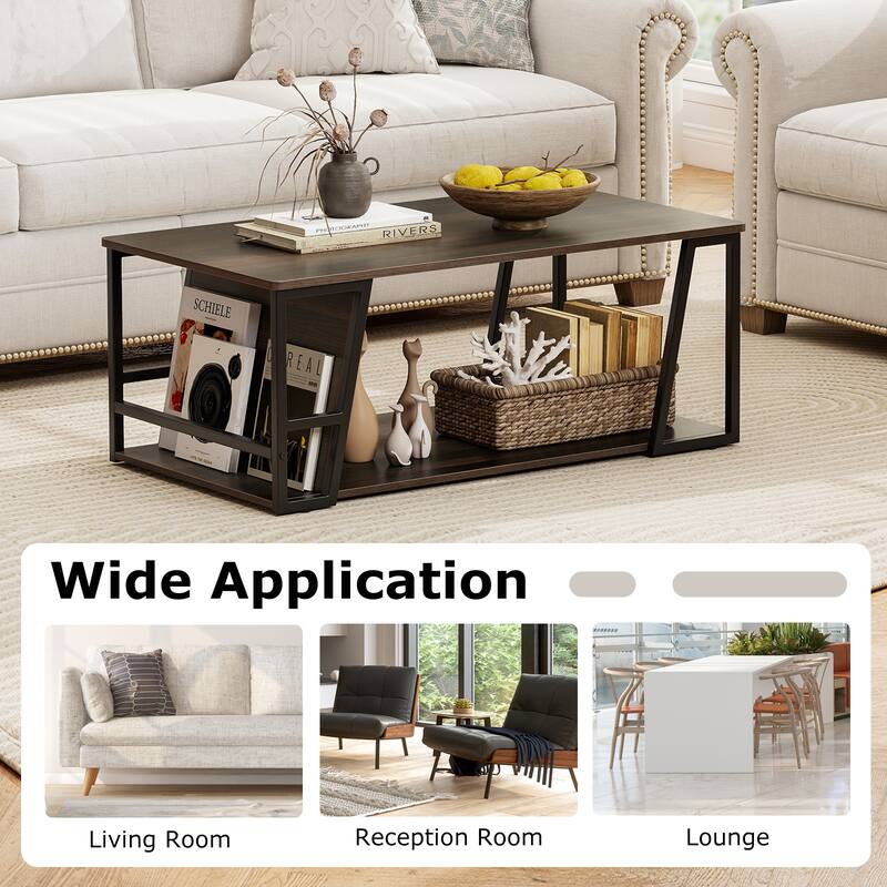 Gymax 40'' Coffee Table & 2-Tier Modern Farmhouse Center Table