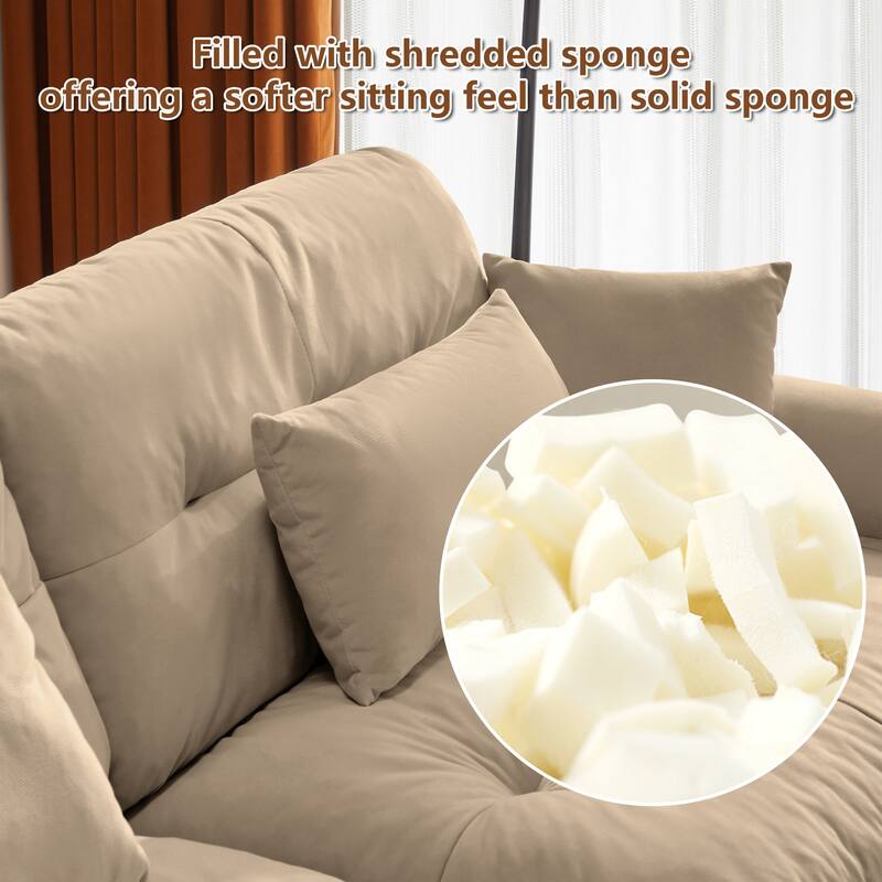 GDFStudio - Velvet 4-Seater 166" Cloud Modular Sectional Couch with Ottoman