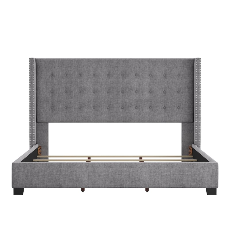 Melina Tufted Linen Wingback Platform Bed by iNSPIRE Q Bold