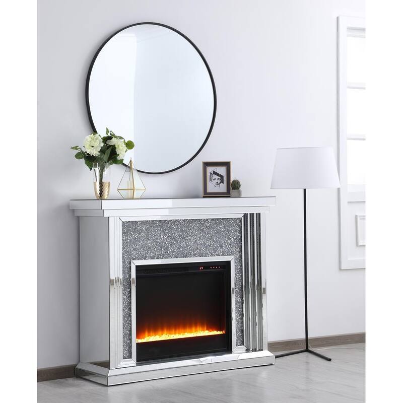 47.5 in. Crystal Mirrored Fireplace Mantle