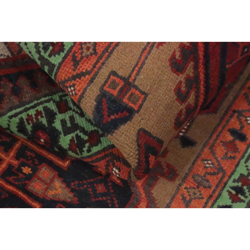 Hand Knotted Oriental 100% Wool Carpet Traditional Tribal Brown Ardebil Runner Rug - 10' 6'' X 3' 4''
