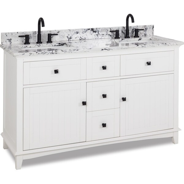Jeffrey Alexander VN-SAV-60-WB Savino 60" Free Standing Single Basin Vanity Set with Wood Cabinet and Engineered Marble Vanity