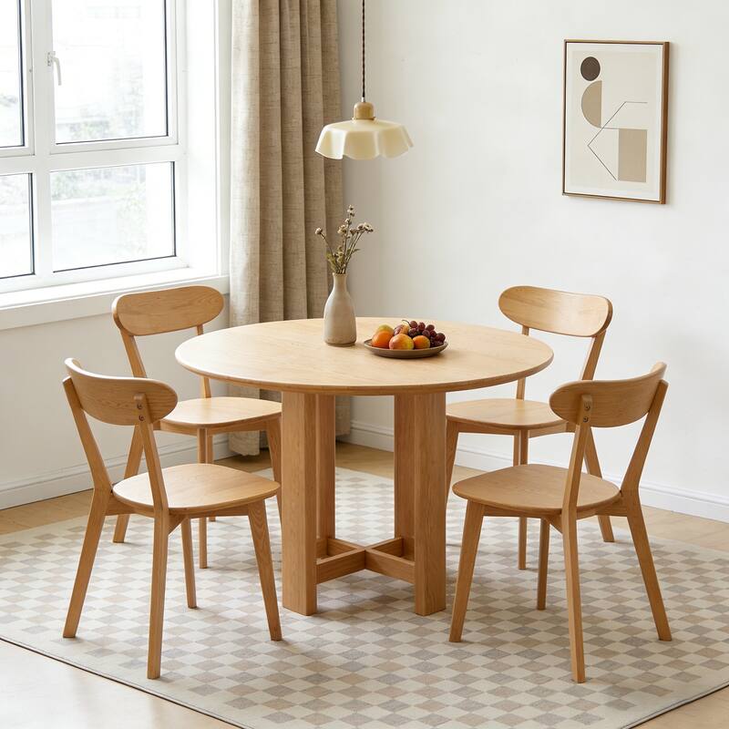 100% Solid Wood Dining Chairs Set of 2, Mid Century Modern Dining Chairs with Curved Backrest, for Dining Room