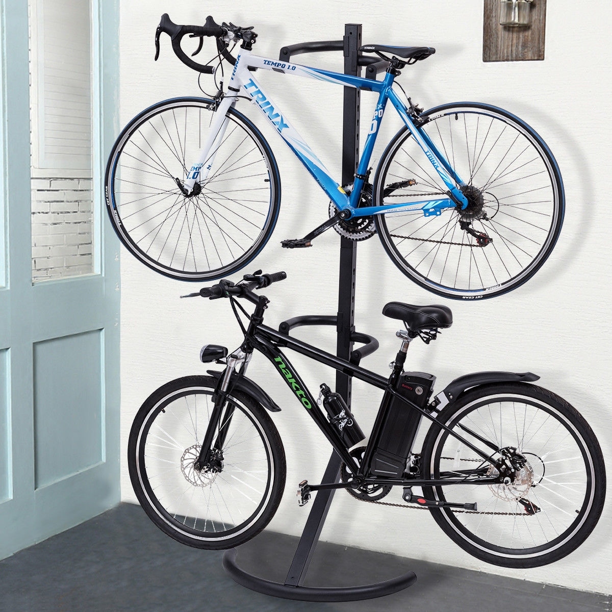Costway Freestanding Gravity Bike Stand Two Bicycles Rack For Storage 30 L x 19 D x 79 H