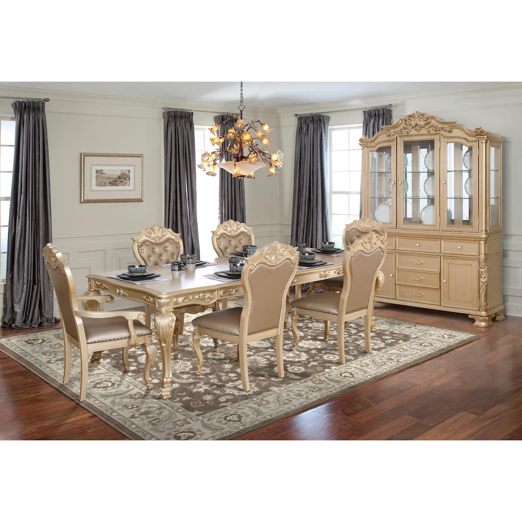 Miranda Collection Gold Finish Pedestal Dining Set