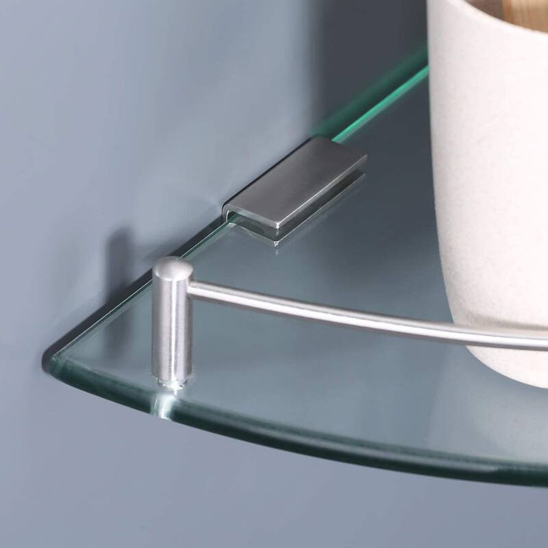 Wall Mount Bathroom Corner Triangle Glass Shelf