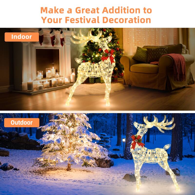 Costway 2 Pieces Lighted Christmas Reindeers Christmas Decoration - See Details