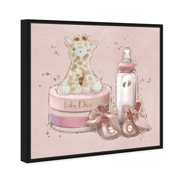 Oliver Gal 'Giraffe and Baby Gifts' Glam Pink Wall Art