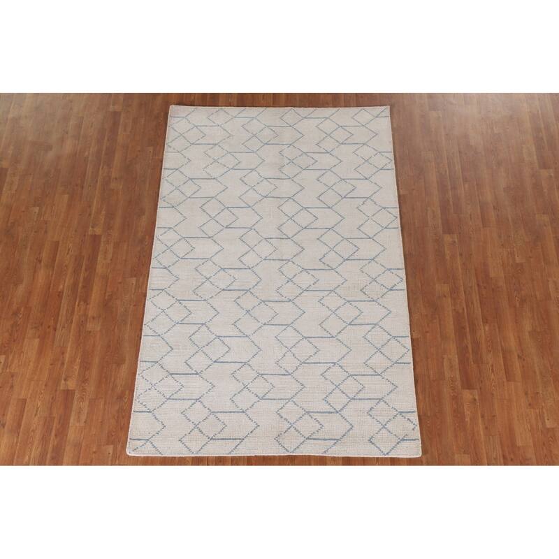 Trellis / Moroccan Indian Area Rug Handmade Wool Carpet - 5'1"x 7'10"
