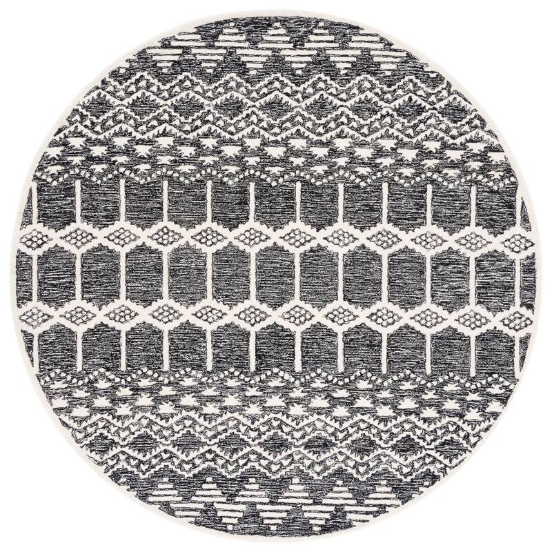 SAFAVIEH Moroccan Tassel Shag Ilene 2-inch Thick Rug - 8' x 10' - Grey/Ivory