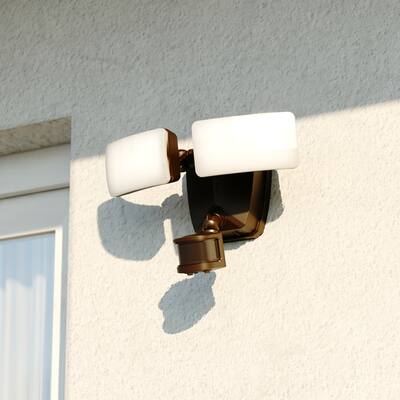 Zeta 2 Light LED Outdoor Motion Sensor Adjustable Security Flood Light Bronze - 11.5-in. W x 8-in. H x 6.5-in. D