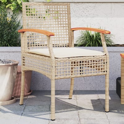 vidaXL Garden Chair Set of 2 Beige and Brown PE rattan Medium - 21.3 x 22.4 x 33.5 in