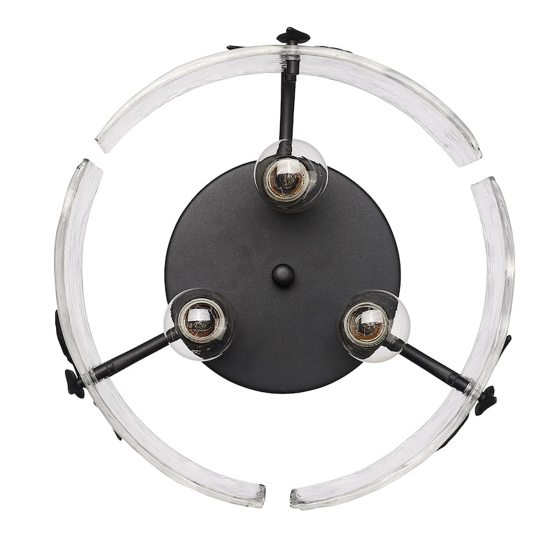 Golden Lighting Calla 3-light Flush Mount in Natural Black