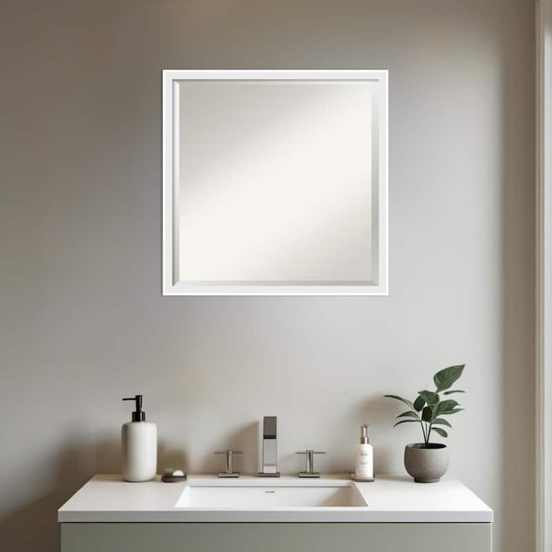 Incline Beveled Wood Framed Bathroom Vanity Wall Mirror