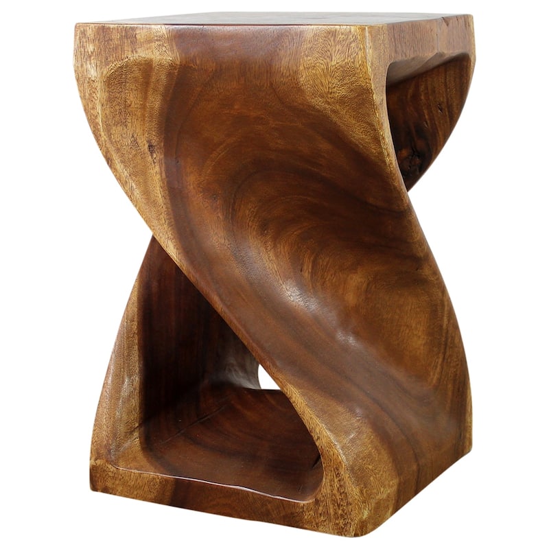 Haussmann® Wood Twist End Table 15 x 15 x 23 inch High Walnut Oil - 15" x 15" x 23"