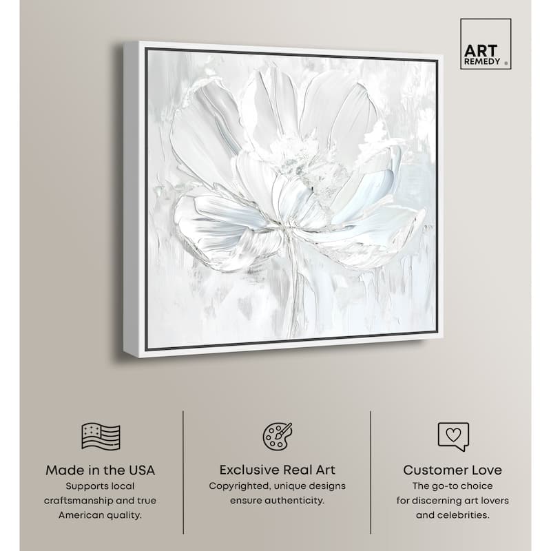 Art Remedy Off-White Magnolia II Framed Floral Fine 1 Piece Canvas Wall Art