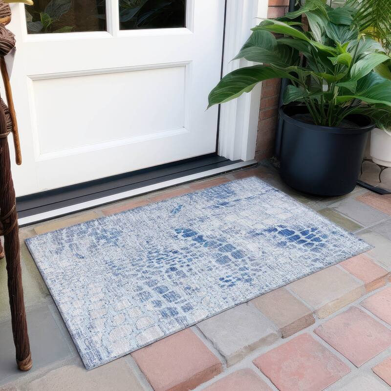 Machine Washable Indoor/ Outdoor Modern Cobble Chantille Rug