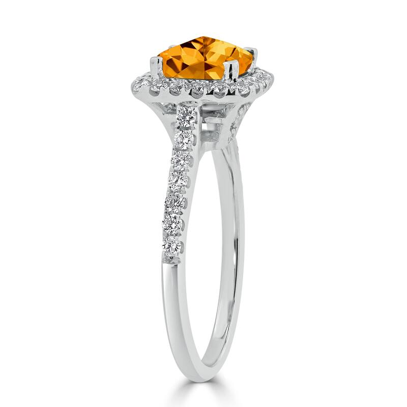 Auriya 1 1/4ct Cushion-cut Citrine and Halo Diamond Engagement Ring 1/2cttw 14k Gold