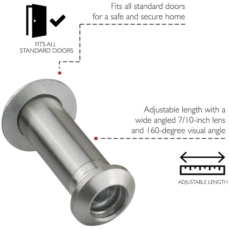 Design House 188870 Adjustable 35-55-Millimeter Door Viewer Peephole -